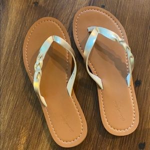 Gold braided flip flops